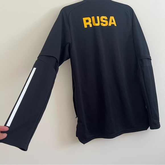 Adidas RUSA Mens Aeroready Black Performance Jacket Medium Outdoor Casual Zip Up - Picture 12 of 14